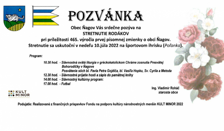 Pozvánka - Stretnutie rodákov